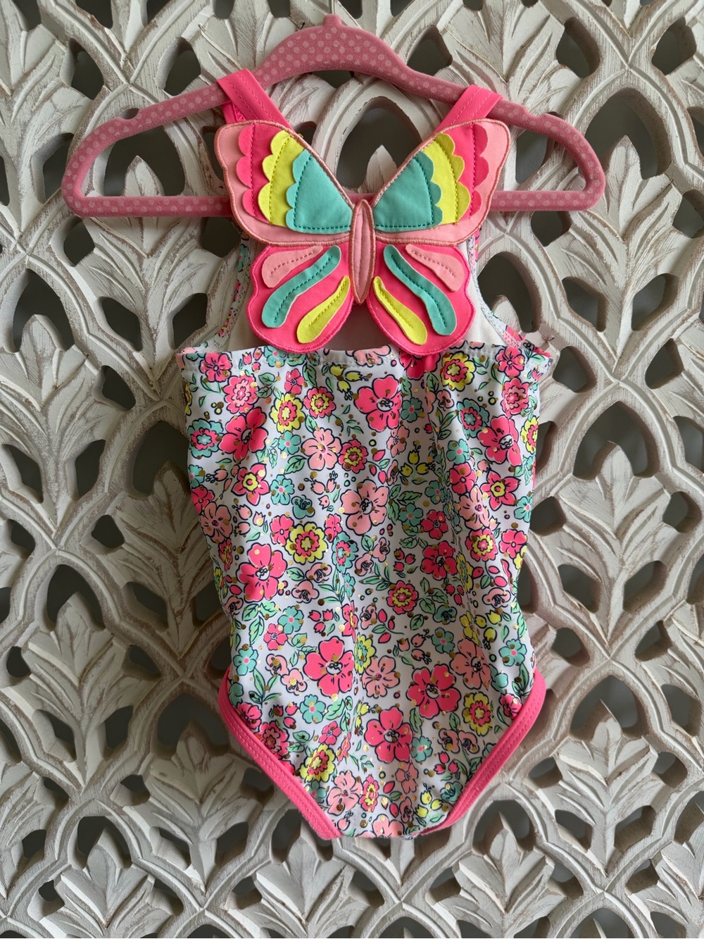 Nicole Miller Floral Butterfly One-Piece Swimsuit, 2T